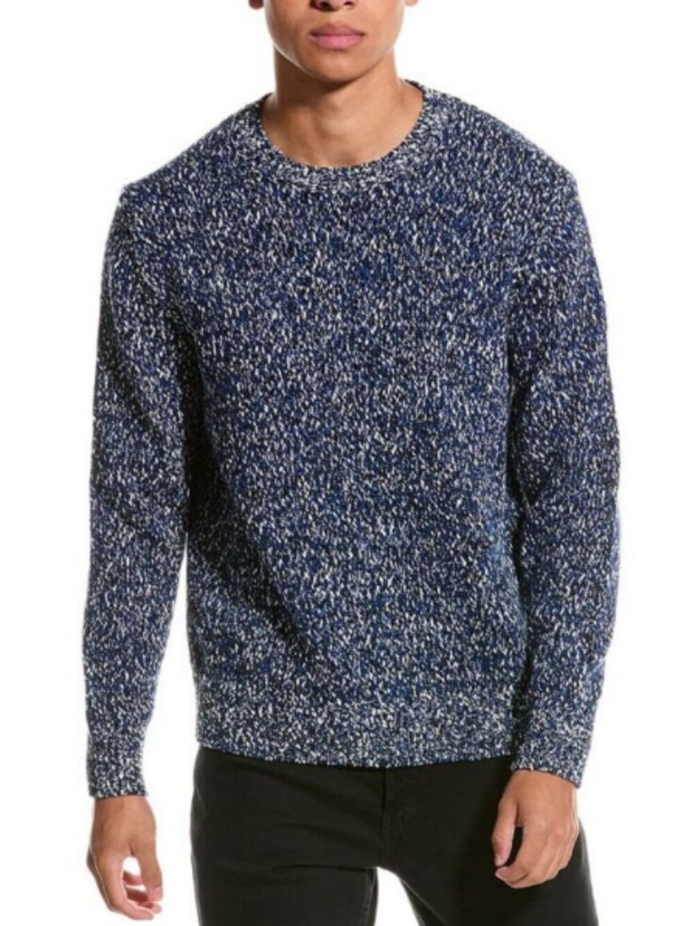 THEORY Mauno Breach Crewneck Sweater Klein Blue Multi L Preppy Academia